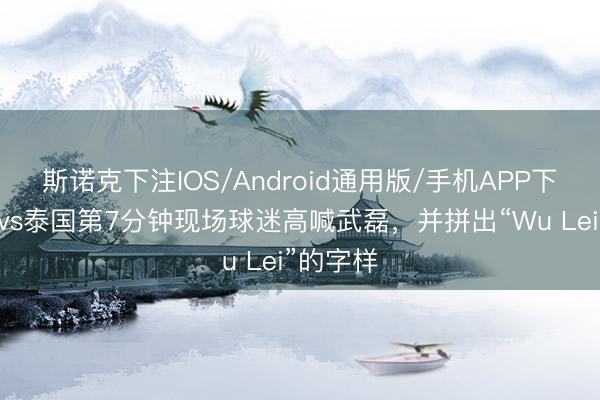 斯诺克下注IOS/Android通用版/手机APP下载 国足vs泰国第7分钟现场球迷高喊武磊，并拼出“Wu Lei”的字样