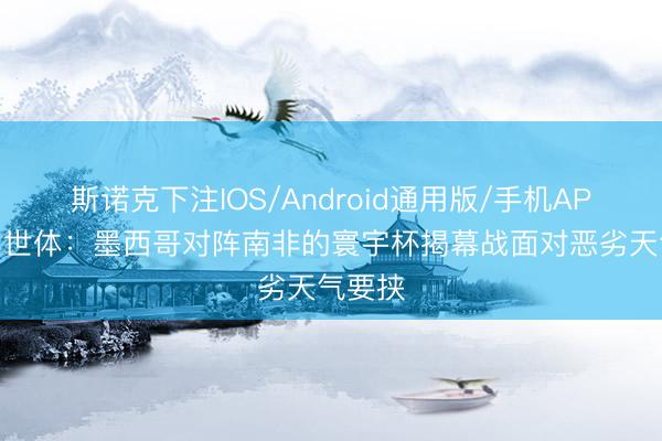 斯诺克下注IOS/Android通用版/手机APP下载 世体：墨西哥对阵南非的寰宇杯揭幕战面对恶劣天气要挟