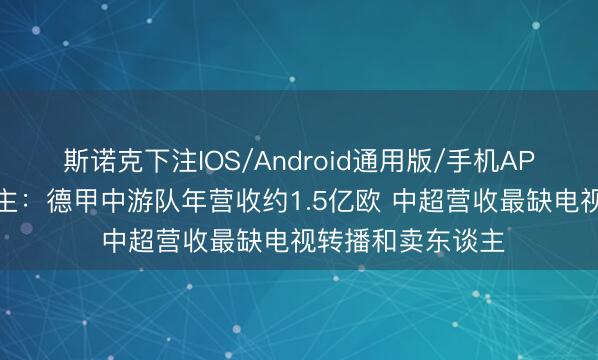 斯诺克下注IOS/Android通用版/手机APP下载 媒体东谈主：德甲中游队年营收约1.5亿欧 中超营收最缺电视转播和卖东谈主