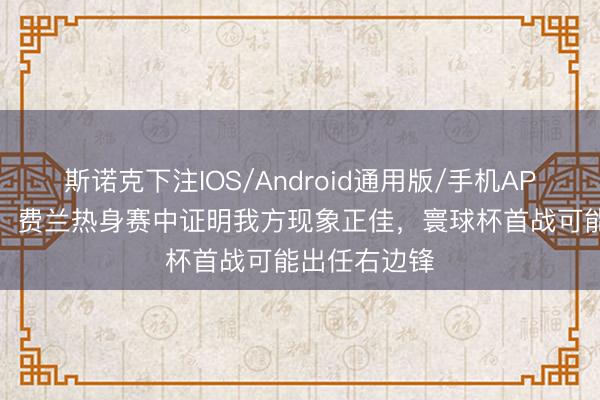 斯诺克下注IOS/Android通用版/手机APP下载 每体：费兰热身赛中证明我方现象正佳，寰球杯首战可能出任右边锋