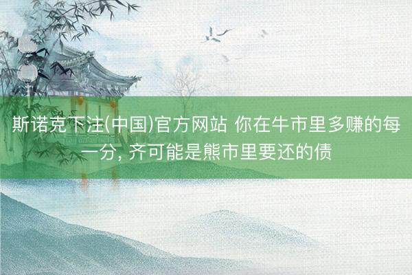斯诺克下注(中国)官方网站 你在牛市里多赚的每一分， 齐可能是熊市里要还的债