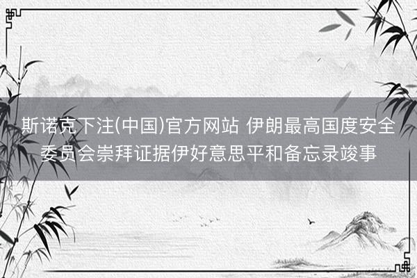 斯诺克下注(中国)官方网站 伊朗最高国度安全委员会崇拜证据伊好意思平和备忘录竣事