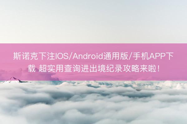 斯诺克下注IOS/Android通用版/手机APP下载 超实用查询进出境纪录攻略来啦！