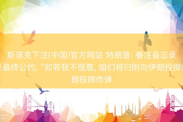 斯诺克下注(中国)官方网站 特朗普: 眷注备忘录不是最终公约， “如若我不惬意， 咱们将归附向伊朗投掷炸弹